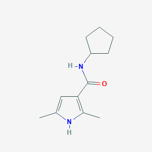 molecular formula C12H18N2O B7511507 N-cyclopentyl-2,5-dimethyl-1H-pyrrole-3-carboxamide 