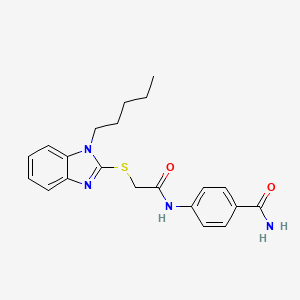 4-[[2-(1-Pentylbenzimidazol-2-yl)sulfanylacetyl]amino]benzamide