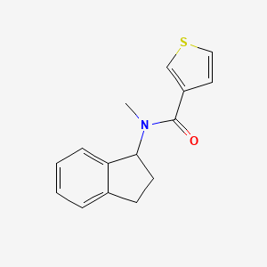 molecular formula C15H15NOS B7511540 N-(2,3-dihydro-1H-inden-1-yl)-N-methylthiophene-3-carboxamide 