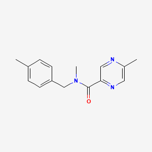 molecular formula C15H17N3O B7511663 N,5-dimethyl-N-[(4-methylphenyl)methyl]pyrazine-2-carboxamide 