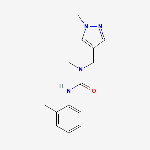 molecular formula C14H18N4O B7511673 1-Methyl-3-(2-methylphenyl)-1-[(1-methylpyrazol-4-yl)methyl]urea 