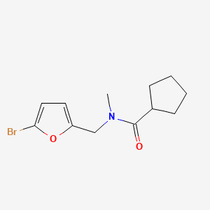 molecular formula C12H16BrNO2 B7511755 N-[(5-bromofuran-2-yl)methyl]-N-methylcyclopentanecarboxamide 