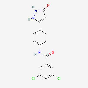 molecular formula C16H11Cl2N3O2 B7511821 3,5-dichloro-N-[4-(5-oxo-1,2-dihydropyrazol-3-yl)phenyl]benzamide 