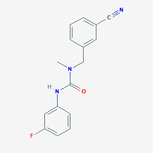 molecular formula C16H14FN3O B7511870 1-[(3-Cyanophenyl)methyl]-3-(3-fluorophenyl)-1-methylurea 