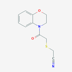 molecular formula C12H12N2O2S B7512026 2-[2-(2,3-Dihydro-1,4-benzoxazin-4-yl)-2-oxoethyl]sulfanylacetonitrile 