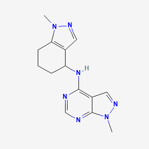 molecular formula C14H17N7 B7512071 1-methyl-N-(1-methyl-4,5,6,7-tetrahydroindazol-4-yl)pyrazolo[3,4-d]pyrimidin-4-amine 
