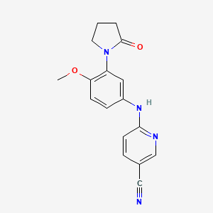 molecular formula C17H16N4O2 B7512387 6-[4-Methoxy-3-(2-oxopyrrolidin-1-yl)anilino]pyridine-3-carbonitrile 