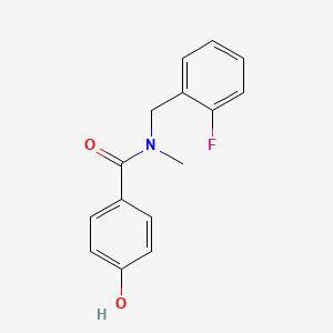 molecular formula C15H14FNO2 B7512626 N-[(2-fluorophenyl)methyl]-4-hydroxy-N-methylbenzamide 