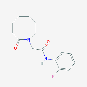 molecular formula C15H19FN2O2 B7512654 N-(2-fluorophenyl)-2-(2-oxoazocan-1-yl)acetamide 