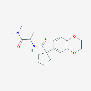 molecular formula C19H26N2O4 B7512977 1-(2,3-dihydro-1,4-benzodioxin-6-yl)-N-[1-(dimethylamino)-1-oxopropan-2-yl]cyclopentane-1-carboxamide 