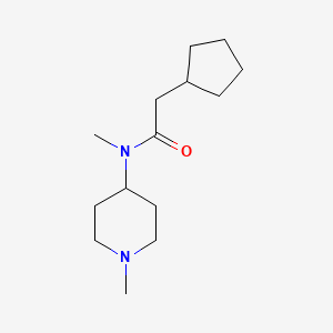 molecular formula C14H26N2O B7513030 2-cyclopentyl-N-methyl-N-(1-methylpiperidin-4-yl)acetamide 