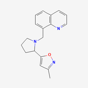 molecular formula C18H19N3O B7513050 3-Methyl-5-[1-(quinolin-8-ylmethyl)pyrrolidin-2-yl]-1,2-oxazole 