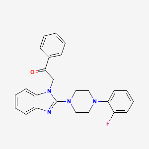 molecular formula C25H23FN4O B7513056 2-[2-[4-(2-Fluorophenyl)piperazin-1-yl]benzimidazol-1-yl]-1-phenylethanone 