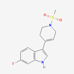 molecular formula C14H15FN2O2S B7513071 6-fluoro-3-(1-methylsulfonyl-3,6-dihydro-2H-pyridin-4-yl)-1H-indole 