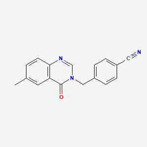 molecular formula C17H13N3O B7513111 4-[(6-Methyl-4-oxoquinazolin-3-yl)methyl]benzonitrile 