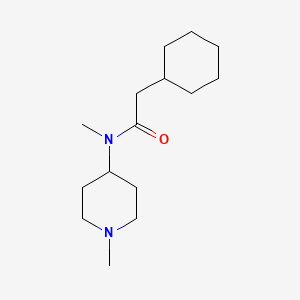 molecular formula C15H28N2O B7513126 2-cyclohexyl-N-methyl-N-(1-methylpiperidin-4-yl)acetamide 