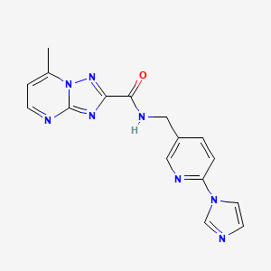 molecular formula C16H14N8O B7513263 N-[(6-imidazol-1-ylpyridin-3-yl)methyl]-7-methyl-[1,2,4]triazolo[1,5-a]pyrimidine-2-carboxamide 