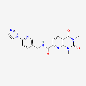 molecular formula C19H17N7O3 B7513357 N-[(6-imidazol-1-ylpyridin-3-yl)methyl]-1,3-dimethyl-2,4-dioxopyrido[2,3-d]pyrimidine-7-carboxamide 