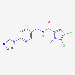 molecular formula C15H13Cl2N5O B7513384 4,5-dichloro-N-[(6-imidazol-1-ylpyridin-3-yl)methyl]-1-methylpyrrole-2-carboxamide 
