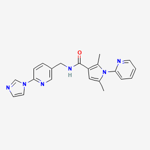 molecular formula C21H20N6O B7513397 N-[(6-imidazol-1-ylpyridin-3-yl)methyl]-2,5-dimethyl-1-pyridin-2-ylpyrrole-3-carboxamide 