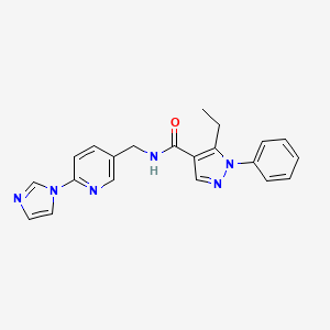 molecular formula C21H20N6O B7513404 5-ethyl-N-[(6-imidazol-1-ylpyridin-3-yl)methyl]-1-phenylpyrazole-4-carboxamide 