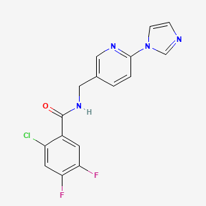 molecular formula C16H11ClF2N4O B7513493 2-chloro-4,5-difluoro-N-[(6-imidazol-1-ylpyridin-3-yl)methyl]benzamide 