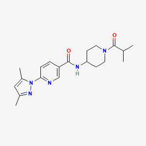 molecular formula C20H27N5O2 B7513517 6-(3,5-dimethylpyrazol-1-yl)-N-[1-(2-methylpropanoyl)piperidin-4-yl]pyridine-3-carboxamide 