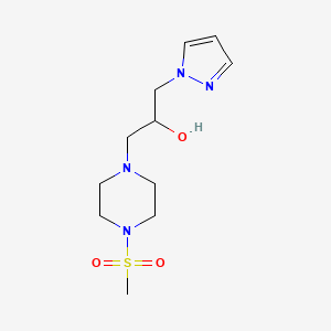 molecular formula C11H20N4O3S B7513553 1-(4-Methylsulfonylpiperazin-1-yl)-3-pyrazol-1-ylpropan-2-ol 