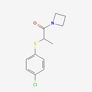 molecular formula C12H14ClNOS B7513595 1-(Azetidin-1-yl)-2-(4-chlorophenyl)sulfanylpropan-1-one 