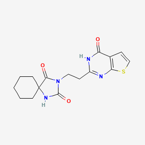 molecular formula C16H18N4O3S B7513733 3-[2-(4-oxo-3H-thieno[2,3-d]pyrimidin-2-yl)ethyl]-1,3-diazaspiro[4.5]decane-2,4-dione 