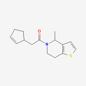 molecular formula C15H19NOS B7513748 2-cyclopent-2-en-1-yl-1-(4-methyl-6,7-dihydro-4H-thieno[3,2-c]pyridin-5-yl)ethanone 