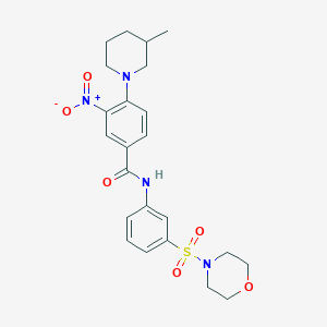 molecular formula C23H28N4O6S B7513760 4-(3-methylpiperidin-1-yl)-N-(3-morpholin-4-ylsulfonylphenyl)-3-nitrobenzamide 