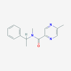 molecular formula C15H17N3O B7513772 N,5-dimethyl-N-(1-phenylethyl)pyrazine-2-carboxamide 