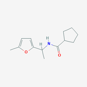 molecular formula C13H19NO2 B7513776 N-[1-(5-methylfuran-2-yl)ethyl]cyclopentanecarboxamide 
