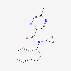 molecular formula C18H19N3O B7513792 N-cyclopropyl-N-(2,3-dihydro-1H-inden-1-yl)-5-methylpyrazine-2-carboxamide 