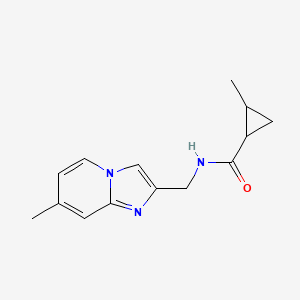 molecular formula C14H17N3O B7513883 2-methyl-N-[(7-methylimidazo[1,2-a]pyridin-2-yl)methyl]cyclopropane-1-carboxamide 