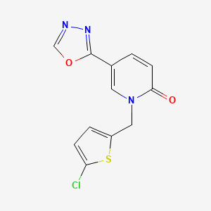 molecular formula C12H8ClN3O2S B7513953 1-[(5-Chlorothiophen-2-yl)methyl]-5-(1,3,4-oxadiazol-2-yl)pyridin-2-one 