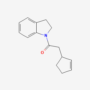 molecular formula C15H17NO B7513954 2-Cyclopent-2-en-1-yl-1-(2,3-dihydroindol-1-yl)ethanone 