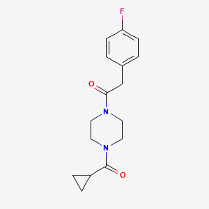 molecular formula C16H19FN2O2 B7513960 1-[4-(Cyclopropanecarbonyl)piperazin-1-yl]-2-(4-fluorophenyl)ethanone 