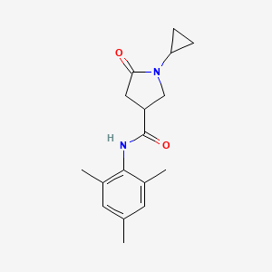 molecular formula C17H22N2O2 B7514025 1-cyclopropyl-5-oxo-N-(2,4,6-trimethylphenyl)pyrrolidine-3-carboxamide 