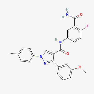 molecular formula C25H21FN4O3 B7514032 N-(3-carbamoyl-4-fluorophenyl)-3-(3-methoxyphenyl)-1-(4-methylphenyl)pyrazole-4-carboxamide 