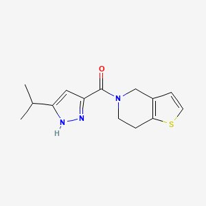 molecular formula C14H17N3OS B7514046 6,7-dihydro-4H-thieno[3,2-c]pyridin-5-yl-(5-propan-2-yl-1H-pyrazol-3-yl)methanone 