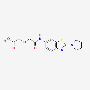 molecular formula C15H17N3O4S B7514099 2-[2-Oxo-2-[(2-pyrrolidin-1-yl-1,3-benzothiazol-6-yl)amino]ethoxy]acetic acid 