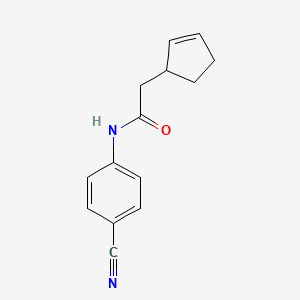 molecular formula C14H14N2O B7514176 N-(4-cyanophenyl)-2-cyclopent-2-en-1-ylacetamide 