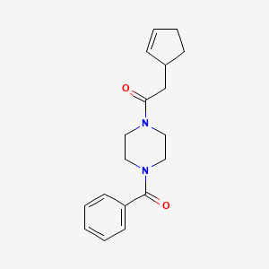 molecular formula C18H22N2O2 B7514195 1-(4-Benzoylpiperazin-1-yl)-2-cyclopent-2-en-1-ylethanone 