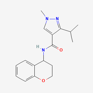 molecular formula C17H21N3O2 B7514230 N-(3,4-dihydro-2H-chromen-4-yl)-1-methyl-3-propan-2-ylpyrazole-4-carboxamide 
