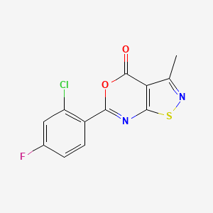 molecular formula C12H6ClFN2O2S B7514239 6-(2-Chloro-4-fluorophenyl)-3-methyl-[1,2]thiazolo[5,4-d][1,3]oxazin-4-one 