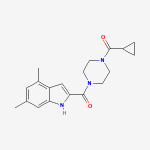 molecular formula C19H23N3O2 B7514249 cyclopropyl-[4-(4,6-dimethyl-1H-indole-2-carbonyl)piperazin-1-yl]methanone 