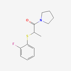 molecular formula C13H16FNOS B7514321 2-(2-Fluorophenyl)sulfanyl-1-pyrrolidin-1-ylpropan-1-one 
