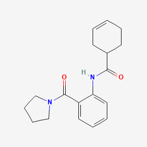 molecular formula C18H22N2O2 B7514388 N-[2-(pyrrolidine-1-carbonyl)phenyl]cyclohex-3-ene-1-carboxamide 